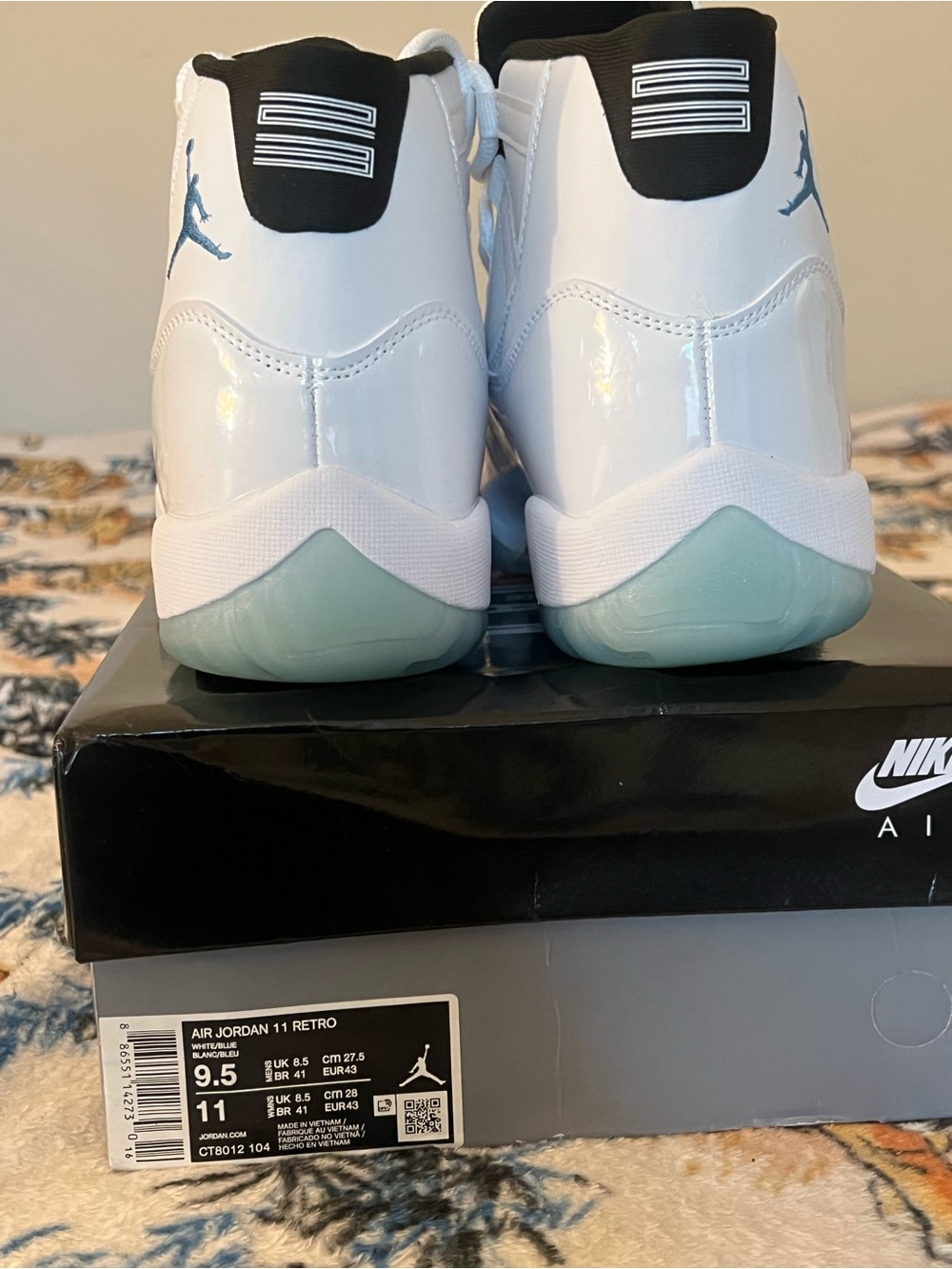 Jordan Kids White/Black/Icy Blue Retro 11 Sneakers
